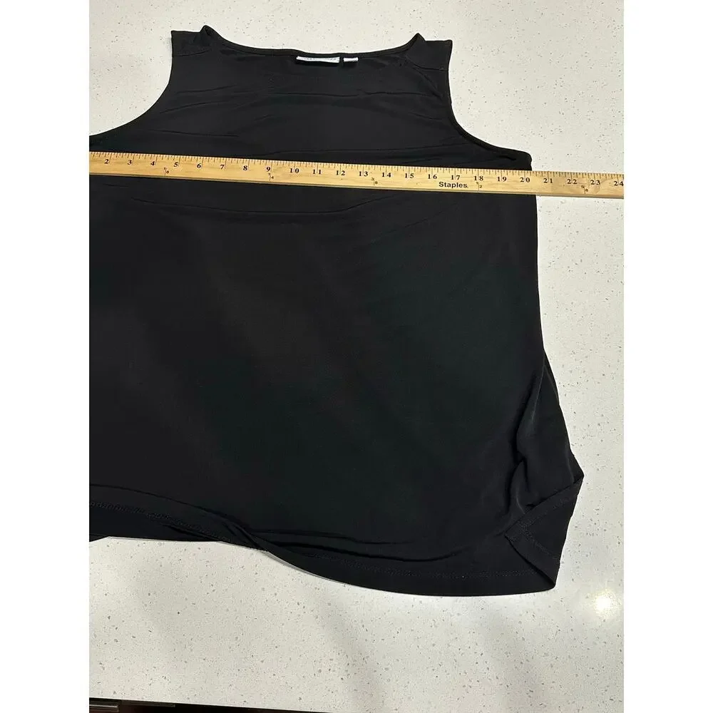 Susan Graver Top Sleeveless Liquid Knit Black L Layering Capsule Minamalist - Picture 5 of 8